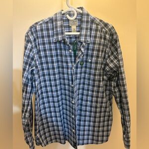 L.L. Bean Men's Navy and White Checkered Shirt